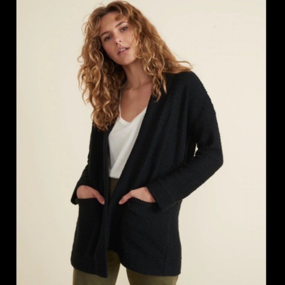 Marine Layer Black Birdseye Cardigan M